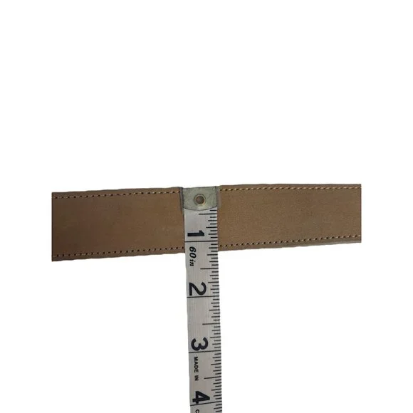Ōe Tan Leather Belt With Silver Studs & Buckle Accents For Men & Women - Picture 7 of 8